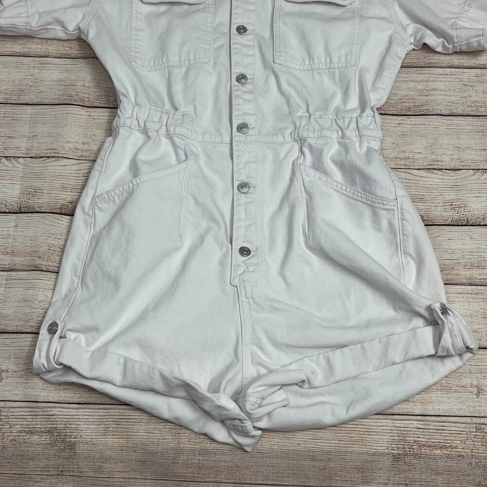 We The Free by Free People Marci Cuffed Shortall Romper Size M White Jumpsuit - Picture 16 of 16